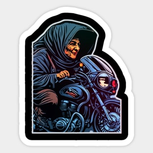 Babushka Riding A Motorcycle Sticker